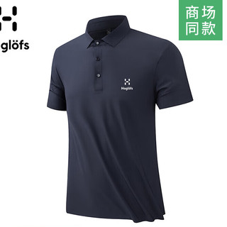 HAGLOFS火柴短袖T恤男士夏季无痕冰丝翻领POLO衫透气速干上衣 宝蓝色 L