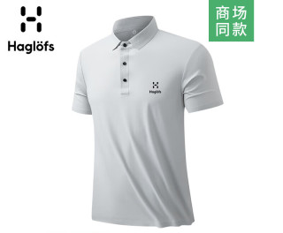 HAGLOFS火柴短袖T恤男士夏季无痕冰丝翻领POLO衫透气速干上衣 浅灰 2XL