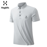 HAGLOFS火柴短袖T恤男士夏季无痕冰丝翻领POLO衫透气速干上衣 浅灰 XL