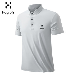 HAGLOFS火柴短袖T恤男士夏季无痕冰丝翻领POLO衫透气速干上衣 浅灰 2XL