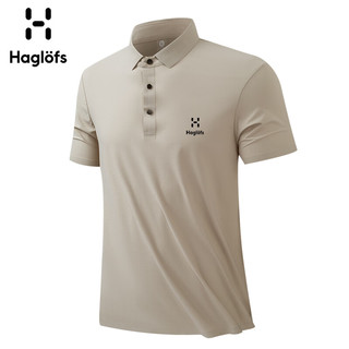 HAGLOFS火柴短袖T恤男士夏季无痕冰丝翻领POLO衫透气速干上衣 驼色 4XL