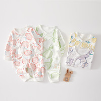 咕乐呀嘟新生儿连体衣春秋婴儿衣服双面蝴蝶衣纯棉无骨长袖爬服 紫葡萄 66cm 66码