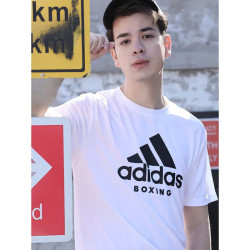 adidas 男子透气舒适圆领休闲运动短袖T恤ADICTB-WB 白/黑