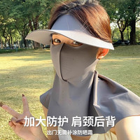 猫人防晒面罩女士夏全脸防紫外线开车骑行护颈脸基尼冰丝口罩遮阳面纱 浅灰色 均码 1个