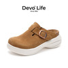 的沃 Devo Life的沃 清仓！软木勃肯半包厚底增高牛皮包头鞋