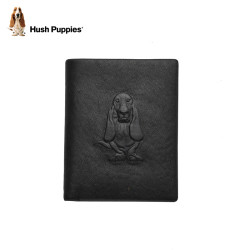 Hush Puppies 暇步士 钱包男时尚真皮长款钱夹商务通勤黑色压印短款银包卡包