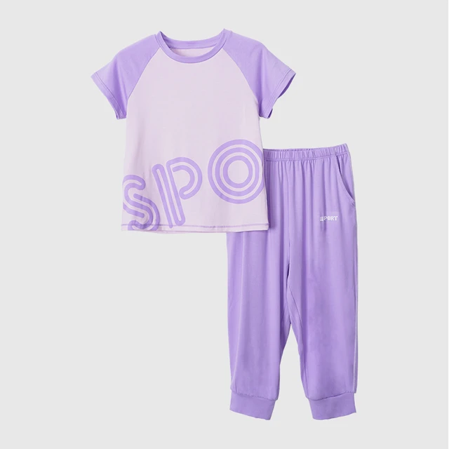 久岁伴儿童睡衣女童夏季薄款家居服套装少女学生短袖短裤高弹透气