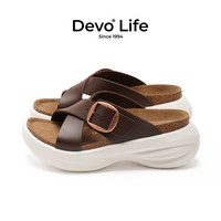  Life的的的沃 Devo Life  的的沃 Devo Life   Life 软木鞋勃肯鞋时尚凉鞋休闲拖鞋平底女鞋 23006W深棕 35 (拍小一码)