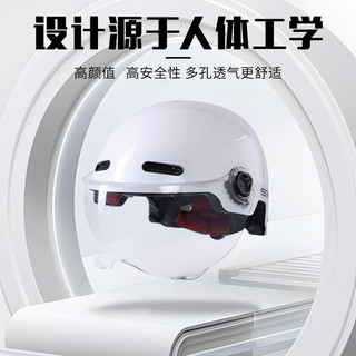 绿源（Luyuan）电动车头盔A类男女通用夏季半盔自行电瓶车骑行摩托机车帽 蓝色【茶色短镜】3C新国标 【头围可调节】52-65cm