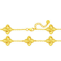 水贝之星四叶草五花黄金手链999足金鱼鳞车花手串金首饰 金重约5.2克