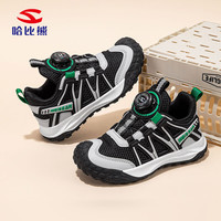 哈比熊男童春秋儿童运动鞋软底轻便夏季跑步鞋女童2024旋钮扣鞋 黑灰 （双网面）春秋款 36 鞋内长23.3cm