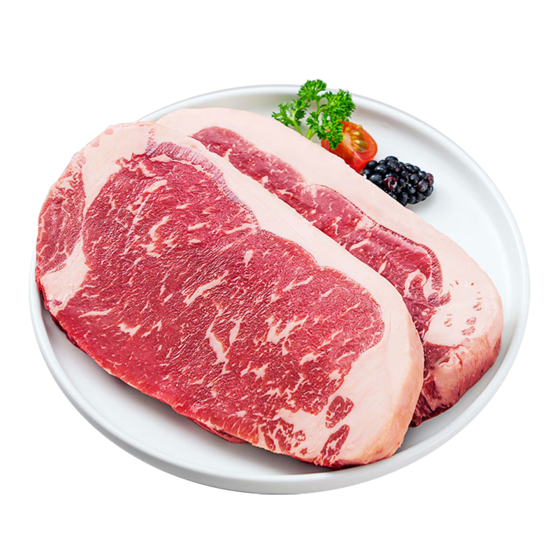 鲜罗纪进口原切安格斯西冷牛排1.6斤／4-5片 谷饲育肥生鲜冷冻牛肉食材