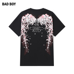 BAD BOY 男装夏季潮牌情侣款短袖樱花翅膀花卉印花休闲宽松圆领T恤