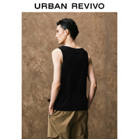 UR2025夏季男装时尚基础休闲纯色百搭圆领背心UMM450059 正黑 2XL