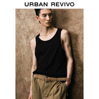 UR2025夏季男装时尚基础休闲纯色百搭圆领背心UMM450059 正黑 XL