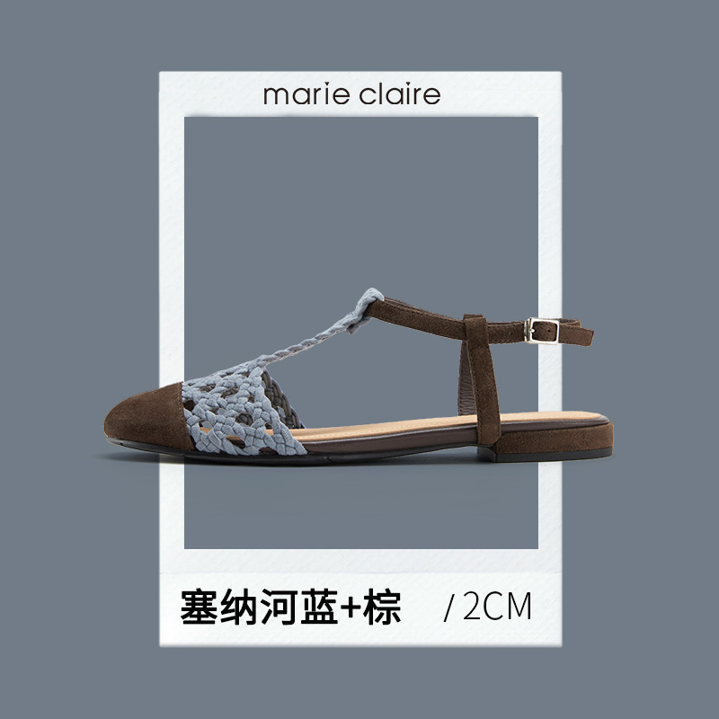 MC女鞋波西米亚风盐系可露丽织凉鞋后空玛丽珍marieclaire女鞋