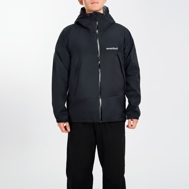 mont·bell 男款户外徒步登山防风防水单层硬壳夹克外套 1128635 黑色 M