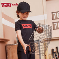 Levi's 李维斯童装男童纯棉短袖T恤夏季儿童针织舒适休闲上衣 正黑色 160 /76 【身高152-158cm】
