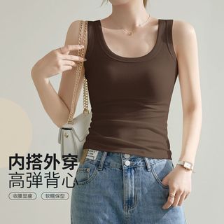 润微买一送一圆领背心可外穿夏季基础百搭款显瘦纯色修身针织上衣女   （适合100-120斤）