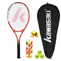 川崎（KAWASAKI）网球拍碳素成人专业初学单拍T-21橙色（已穿线送3网球2手胶）