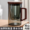 茶杯茶水分离专用喝泡茶杯玻璃 D型把观山三件杯(烟灰) 500ml