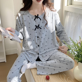 曼妮朵春夏秋季薄款莫代尔带胸垫月子服免穿内衣产后哺乳睡衣家居服 HY4400【带胸垫莫代尔】 M码，150-160cm【115斤内】