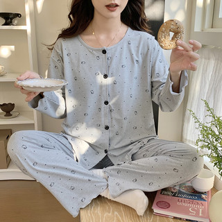 曼妮朵春夏秋季薄款莫代尔带胸垫月子服免穿内衣产后哺乳睡衣家居服 HY4400【带胸垫莫代尔】 M码，150-160cm【115斤内】