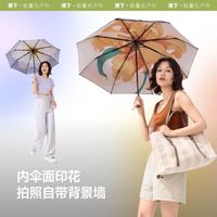 百亿补贴：蕉下 梨白伞大花双层防晒伞晴雨两用遮阳伞女黑胶三折太阳伞