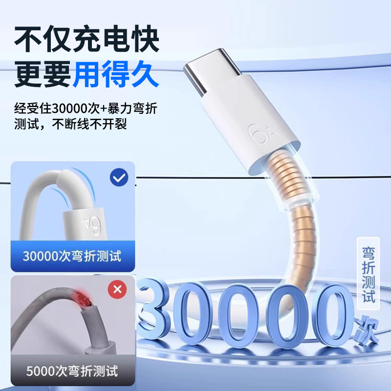  三昕 66W超级快充 数据线  6A超级快充线 1条装【Type-C】 USB3.0 Type-C 66W 6A