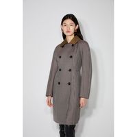 MECITY 女士冬季羊毛混纺格纹大衣呢子外套 533671