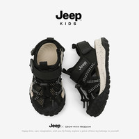 JEEP KIDS2025夏季户外涉水沙滩鞋男女童防滑包头凉鞋 黑色 29