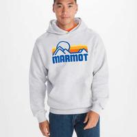 Marmot尺码偏大 土拨鼠  男士经典LOGO连帽卫衣 浅灰色