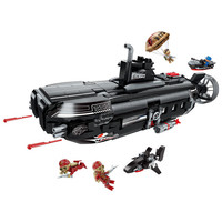 启蒙积木大型航空母舰儿童智力拼装玩具航母拼图战舰船 军事男孩  1196片 核动力潜艇