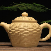 书雅宜兴紫砂壶全手工泡茶壶茶具大容量紫泥 段泥六方竹500毫升(主图)