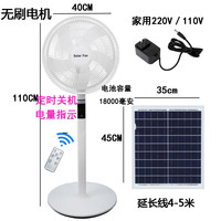 百达慕尚太阳能充电风扇家用户外静音落地立式空气摇头大风力遥控电扇16寸 白色无刷电机遥控USB+太阳能