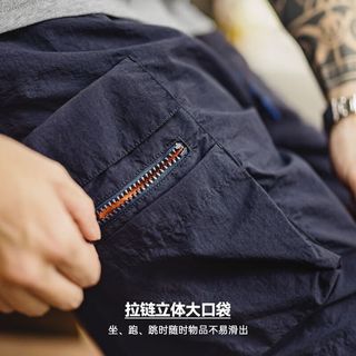 马登 MADEN工装美式多口袋短裤男夏季外穿速干机能户外男士薄款休闲五分裤子 藏青色 【宽松直筒中裤】 XL