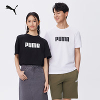 PUMA 纯棉宽松休闲短袖T恤男女情侣款新款夏季运动上衣 690237 黑色-01 M (175/96A)
