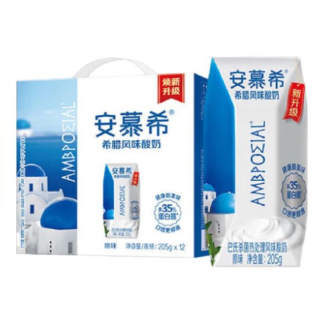 安慕希 伊利希腊风味 原味酸奶 205g*12盒