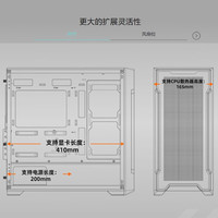 技嘉(GIGABYTE)C102G全景式 机箱熏黑钢化玻璃侧透兼容360/240水冷散热器快拆式防尘滤网 幽灵C102GI 白Matx/顶置360/磁吸面板