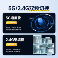 品胜usb无线网卡台式机免驱动wifi6增强笔记本电脑接收发射器随身无限上网卡迷你网络信号连接热点千兆5G