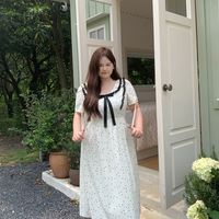 VJZE裙子女夏季2025新款显瘦大码女装胖妹妹连衣裙胖mm微胖气质波点长 建议体重140-160