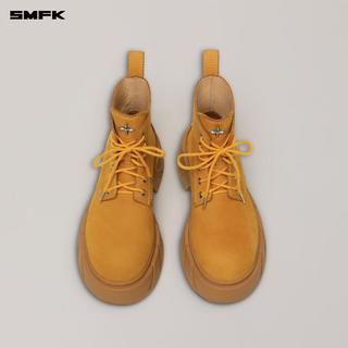 SMFK幻影皮质机车靴厚底增高短靴马丁靴女S0010W1/YG1/DK 姜黄色 40