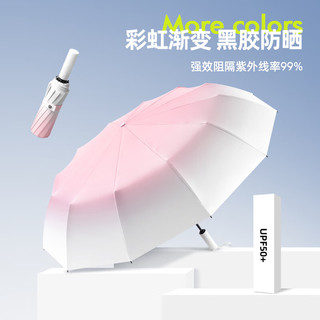 筏芯【德国品质】防晒伞高颜值渐变女生太阳伞紫外线全自动晴雨伞遮阳 【渐变白桃粉】全自动36骨抗风