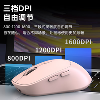方正 FOUNDER无线双模鼠标N310 轻音通用侧键设计3档dpi轻巧便携 人体工程学台式机笔记本电脑鼠标type-c口充电 【粉色】 2.4G+蓝牙