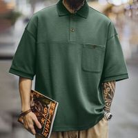 马登 MADEN工装 美式复古绿色polo衫短袖重磅宽松学院风翻领半袖t恤男夏