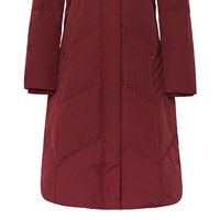 千仞岗 CHERICOM冬女式日常通勤连帽大毛领女中长款外套反季羽绒服 至尊红88106 160/S(90-100斤）