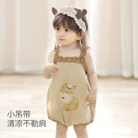 巴厘小猪宝宝夏装女宝夏季吊带包屁衣无袖薄款背心哈衣外出衣服婴儿连体衣 风信紫 90cm