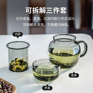 跨户外旅行杯茶水分离茶杯家用玻璃杯迷你墩墩杯办公室花茶杯恒温 【400ml】敦敦壶【烟灰色】