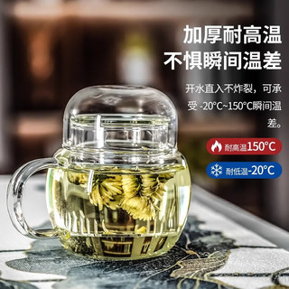 跨户外旅行杯茶水分离茶杯家用玻璃杯迷你墩墩杯办公室花茶杯恒温 【400ml】敦敦壶【烟灰色】