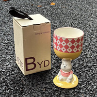 万家全 马克杯陶瓷杯水杯酒杯高脚杯杯子送闺蜜女友元旦 粉色菱形小熊（礼盒装）